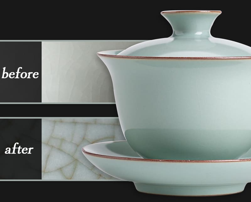 Ru-Kiln Cyan Crackle Glaze Porcelain Gaiwan Tea Set