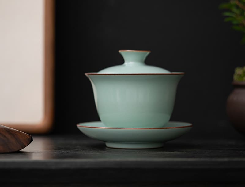 Ru-Kiln Cyan Crackle Glaze Porcelain Gaiwan Tea Set