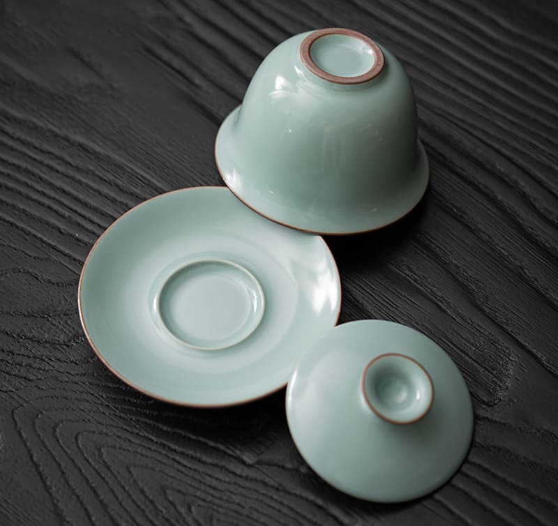 Ru-Kiln Cyan Crackle Glaze Porcelain Gaiwan Tea Set