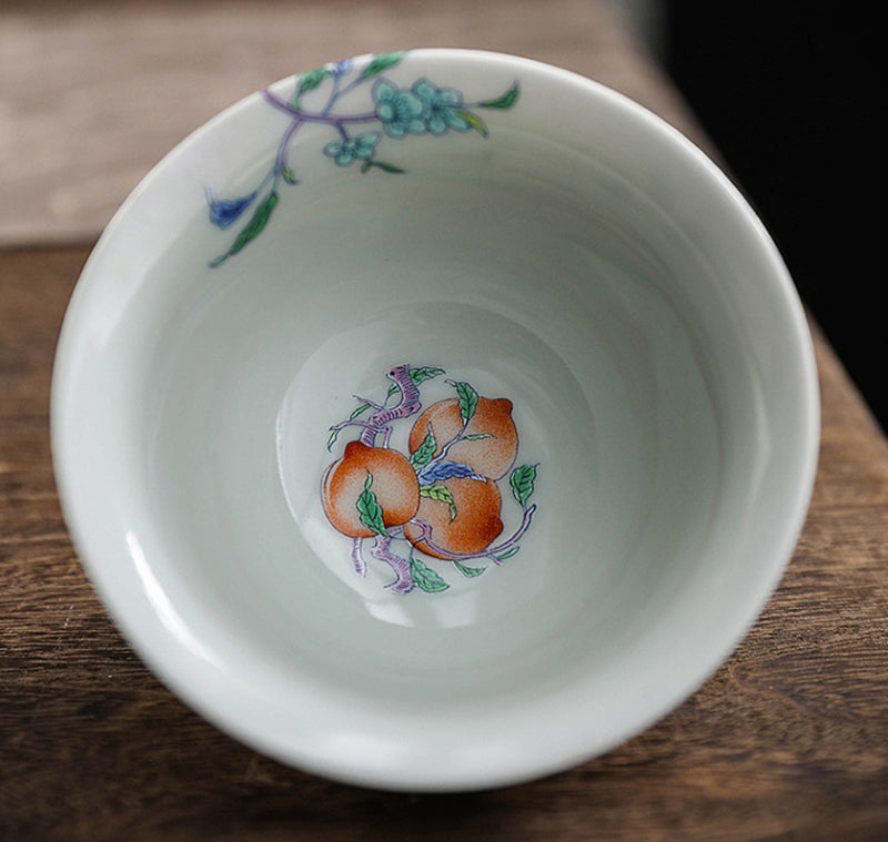 Retro Longevity Porcelain Gaiwan Tea Set