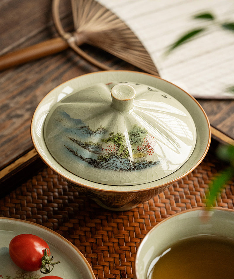 Cyan Green Porcelain Gaiwan