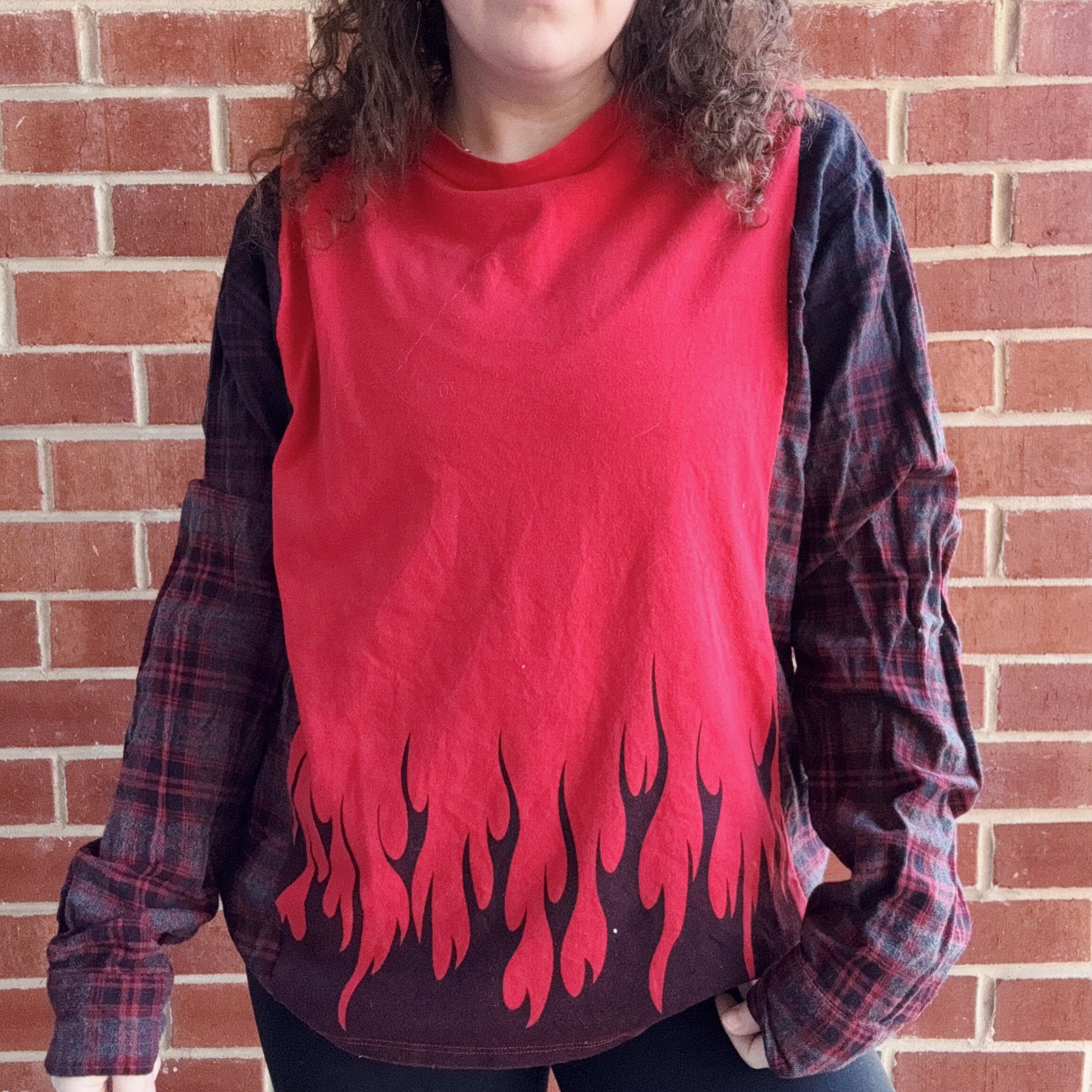 Flame Reworked Flannel Tee - Size XS-XL