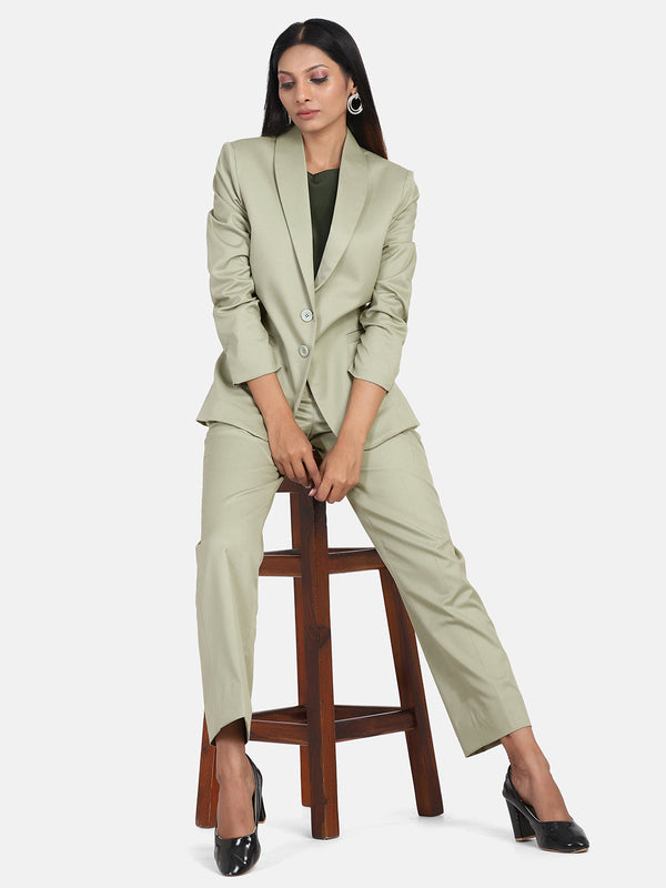 Womens Fashion Clothes Mint Green Trouser Suit with Plain LSTV119873