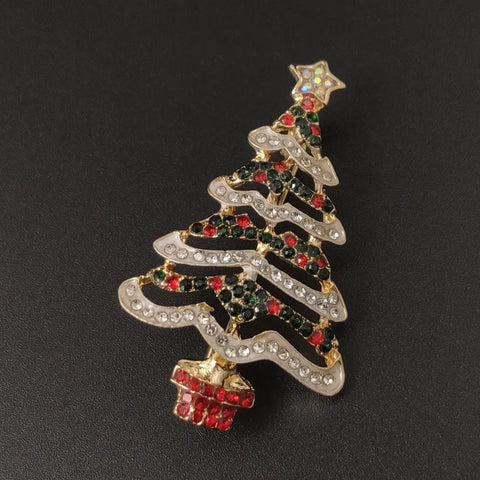 santa claus alloy diamond brooch christmas tree