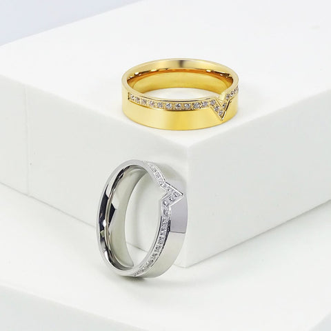 titanium steel diamond-studded ring