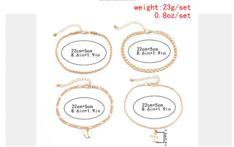 sizes and weight diagram of the anklets