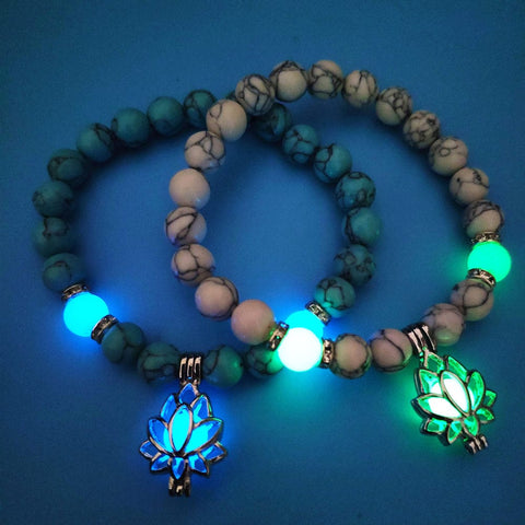 one green and one brown Luminous Crystals beaded Bracelet