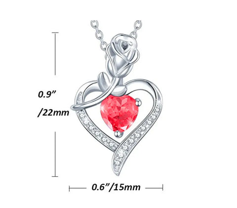 Women's Rose Heart Shape Diamond Pendant dimensions