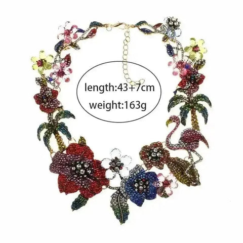 Full Diamond Flower Flamingo Necklace dimensions