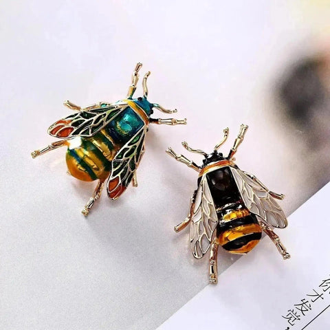 alloy oil honey bee brooch pin both styles the green and the yellow bee
