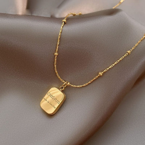 Letter Double Sided Gold Coin Necklace