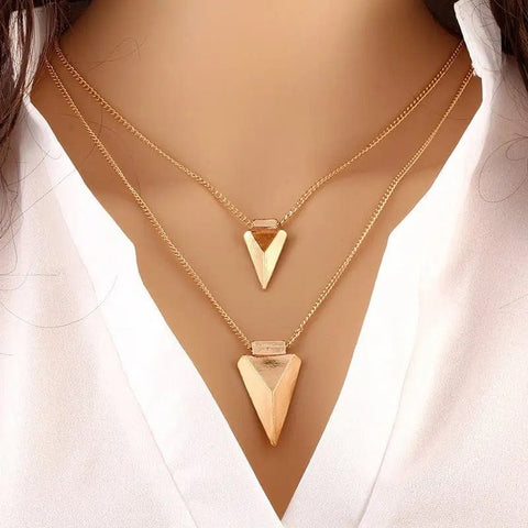 multilayer triangle sweater chain clavicle necklace