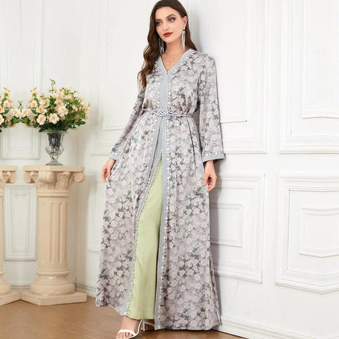 a woman wearing women's fashion patchwork suit dress full length view