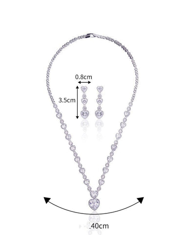 Silver Needle Zircon Bridal Set dimensions