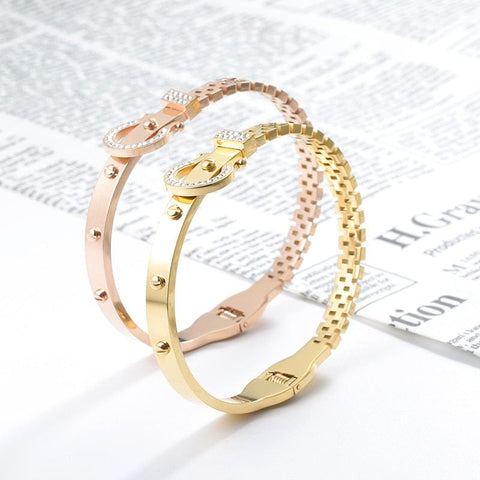 Women's Creative Diamond Hollow Bracelets one gold the other one rose gold