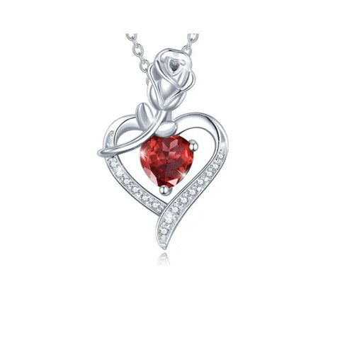 Women's Rose Heart Shape Diamond Pendant
