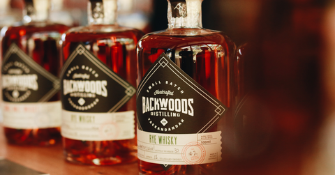 Bottles of Backwoods rye whisky
