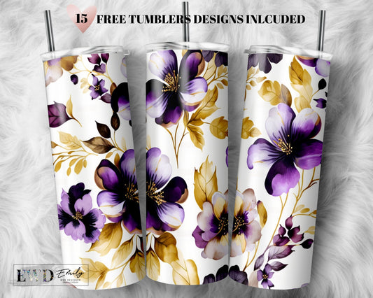 Purple and Black Sunflower 20 oz Sublimation Tumbler – Happy
