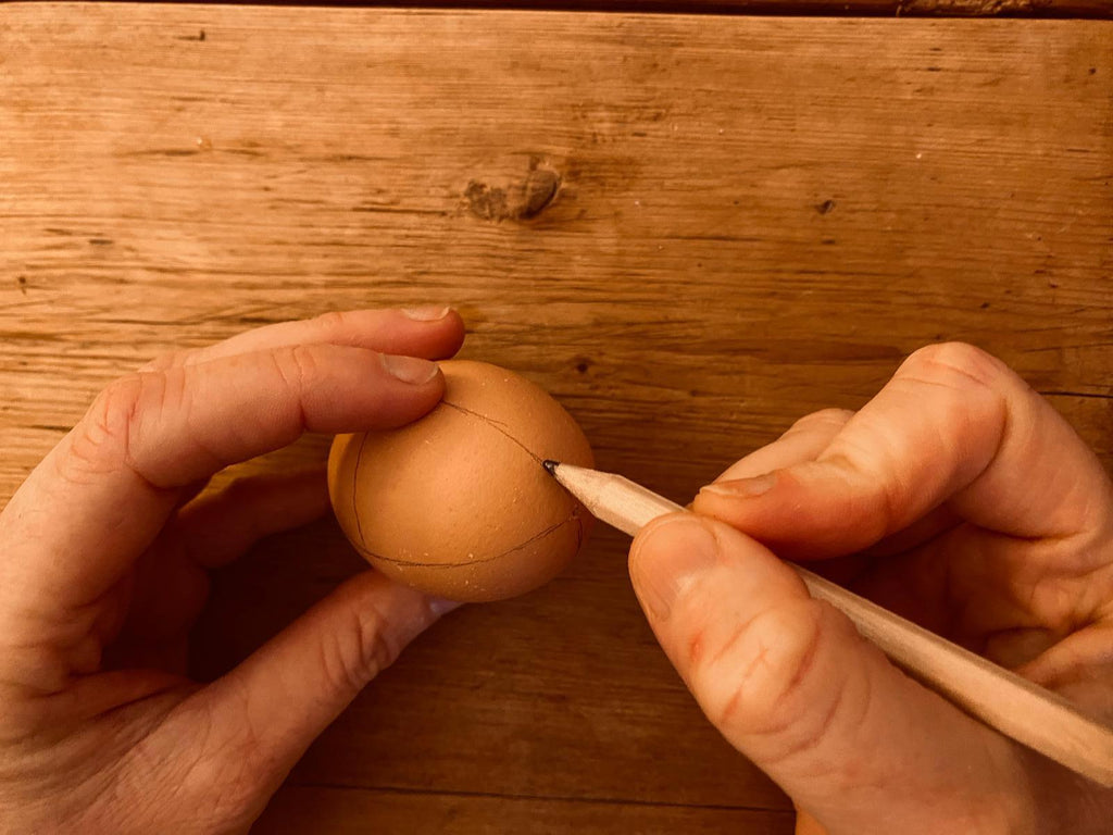 Drawing using a pencil for egg decorating | Conscious Craft