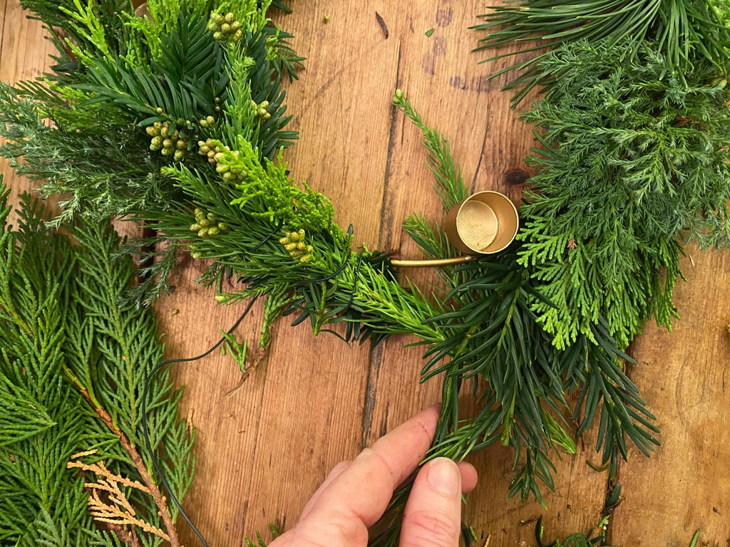 finish greenery in wreath making