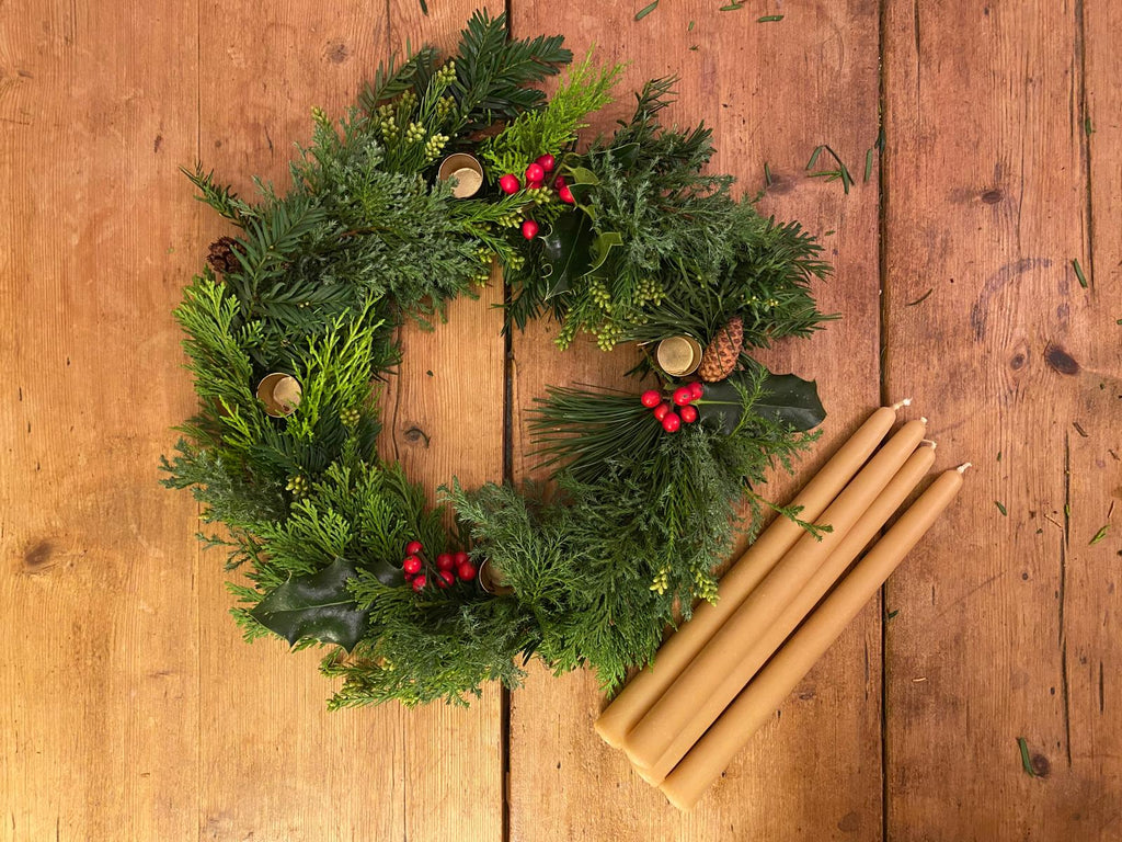 wreath with candles | Conscious Craft
