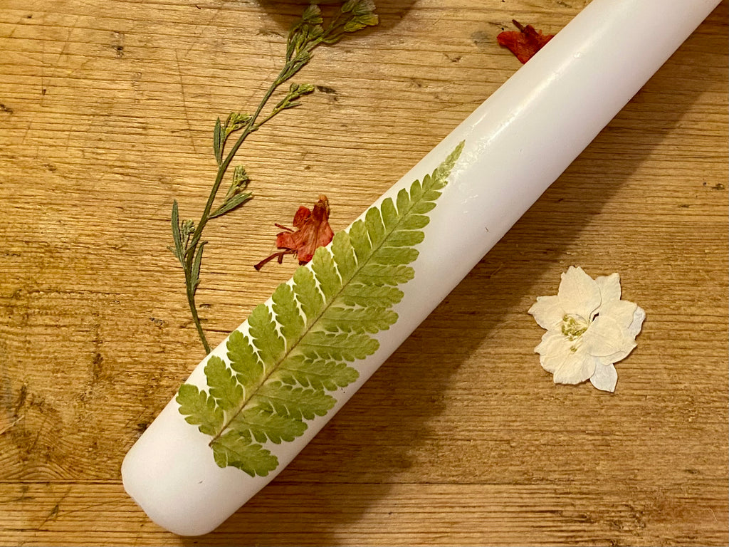 Pressed Leaf on Candle