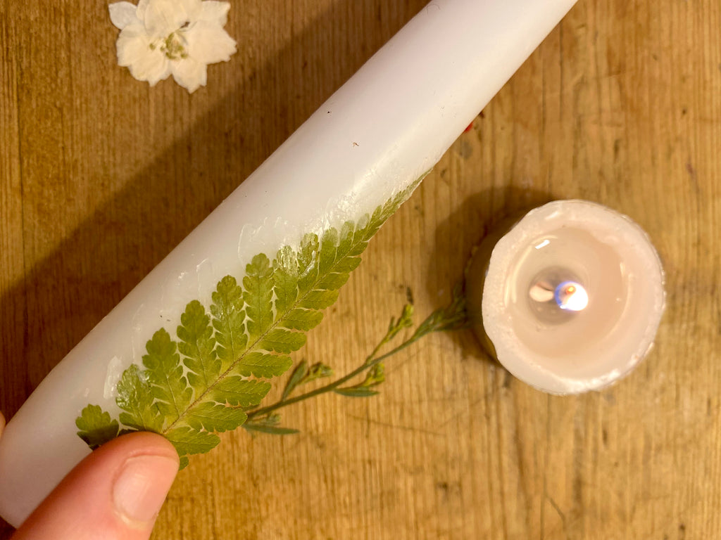 Pressed Flowers on Candles