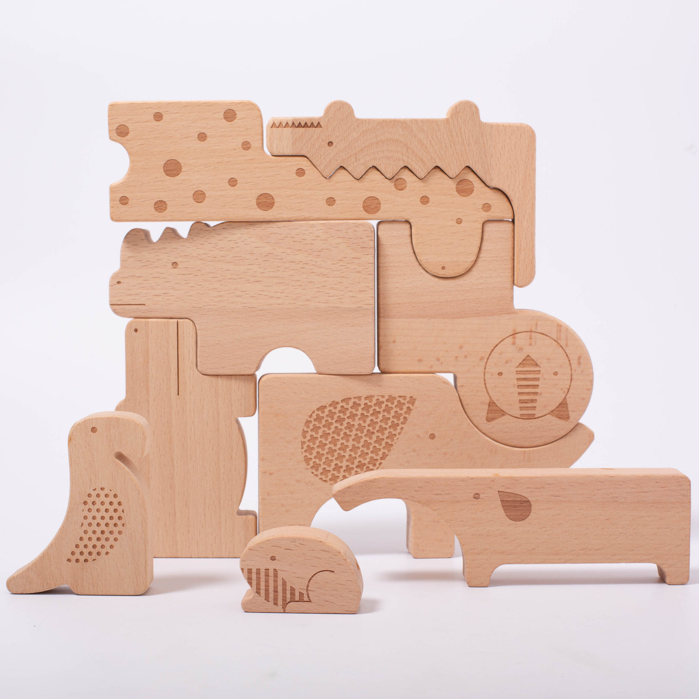 petit collage safari wooden animal puzzle