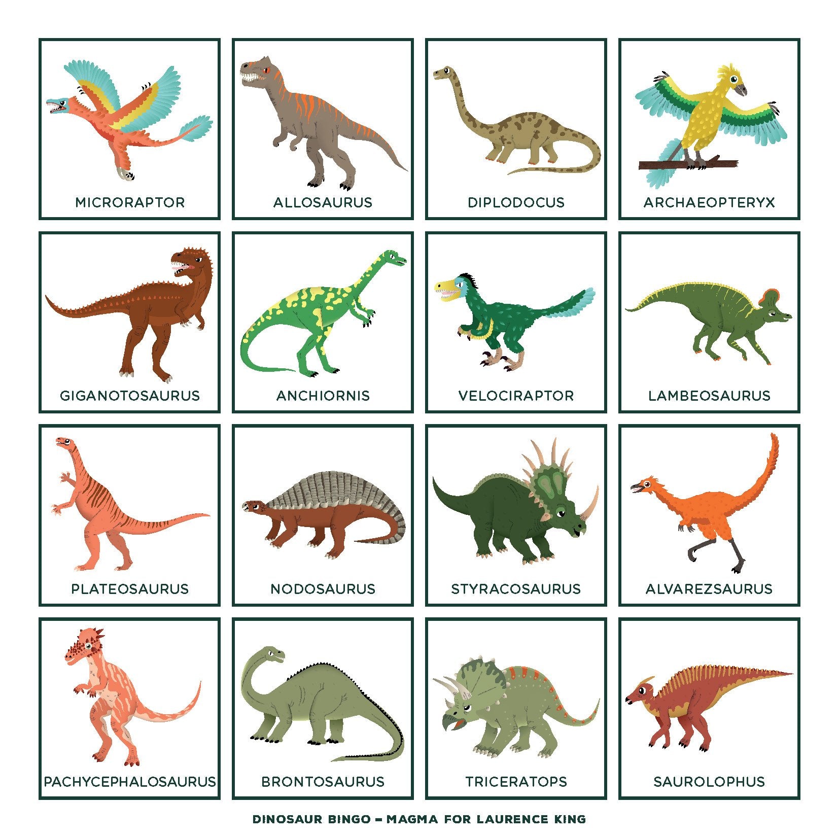 Printable Dinosaur Bingo Printable World Holiday