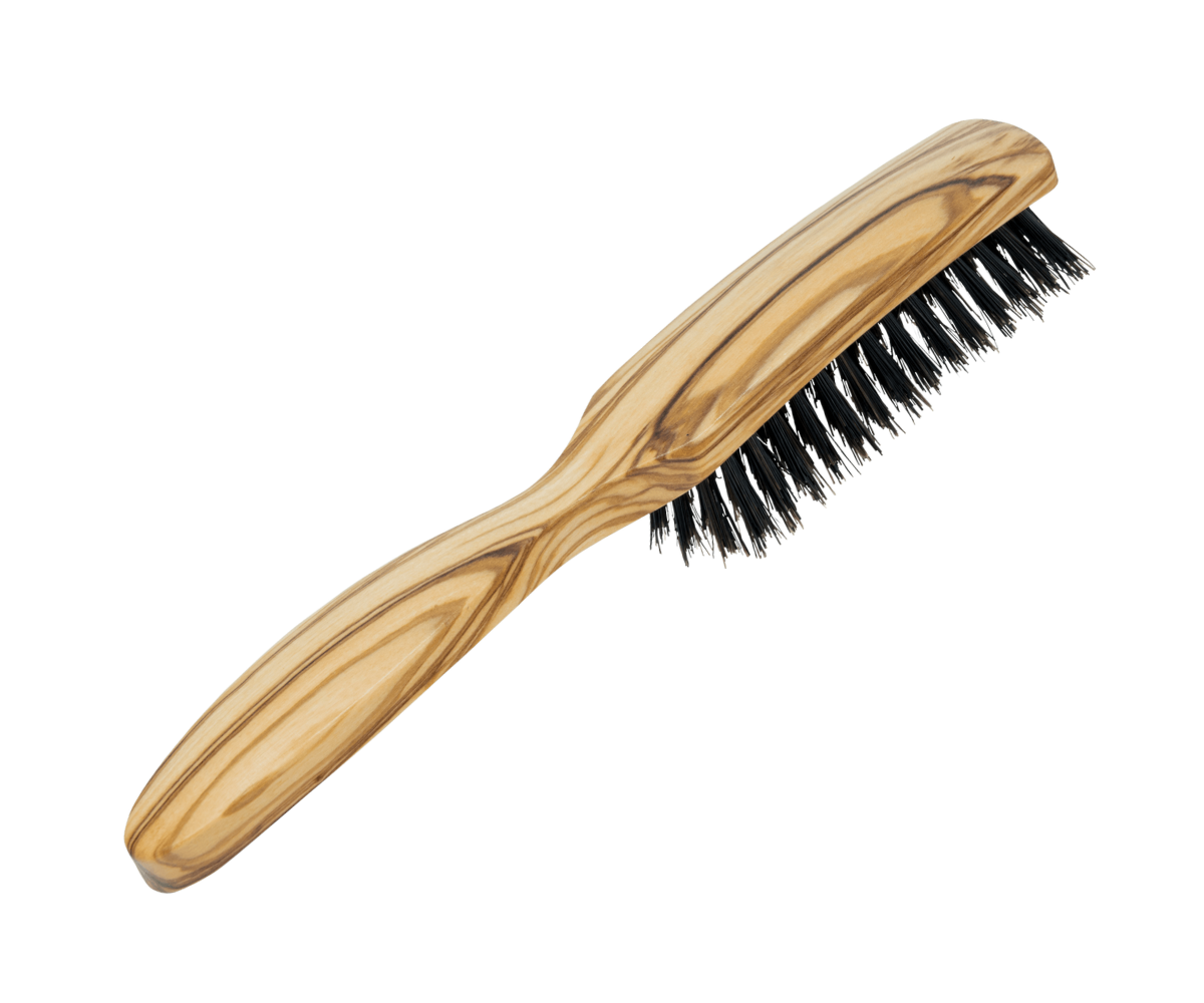 5 Row Olivewood Hairbrush with Boar Bristles - Made in Germany