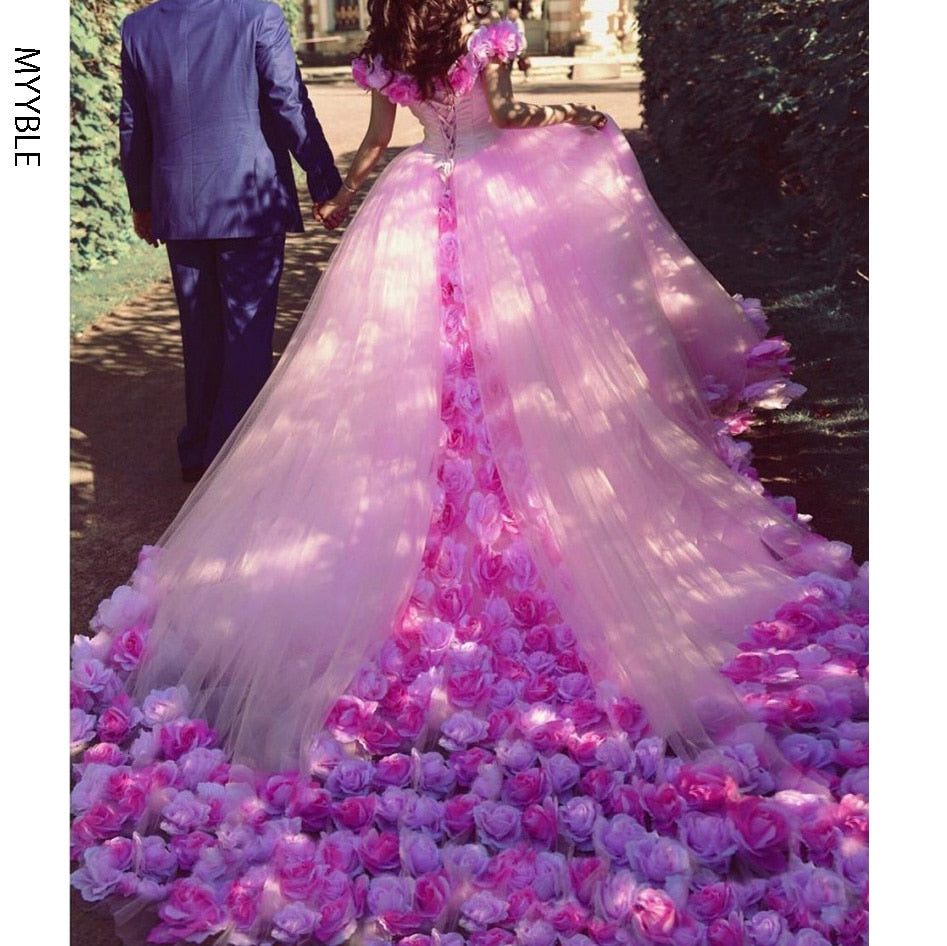 Pink Quinceanera Dresses Off the Shoulder Appliques Sweet 16 vestido de 15  anos