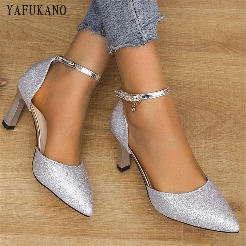 Silver Mirror Metallic Leather Pointed Toe Bridal High Stiletto Heels Shoes
