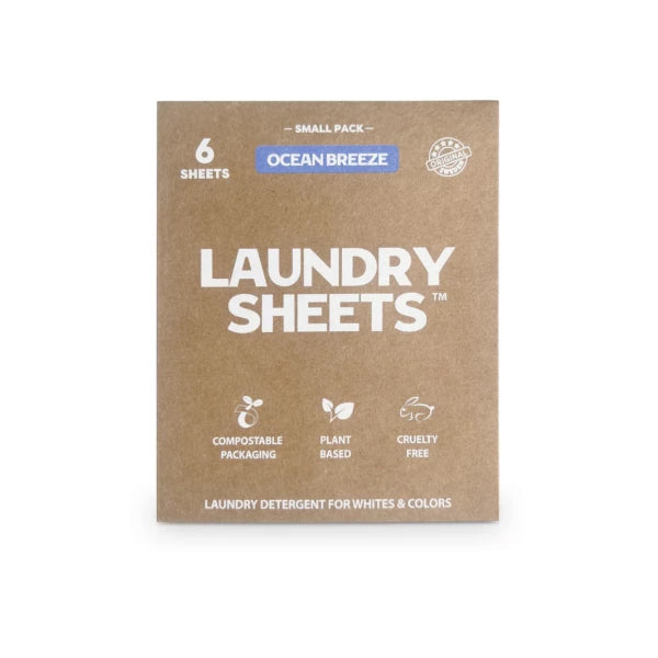 Laundry Sheets  -  vaskemiddel i ark  -  Ocean Breeze  -  prøvepakke 6 ark