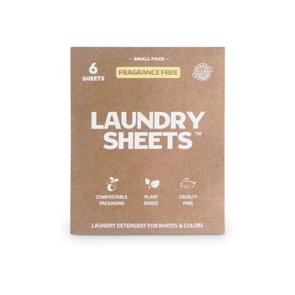 Laundry Sheets  -  vaskemiddel i ark  -  uden duft  -  prøvepakke 6 ark