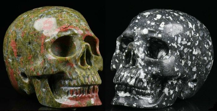 Billede af 2 Very Beautiful Realistic Carving Skull