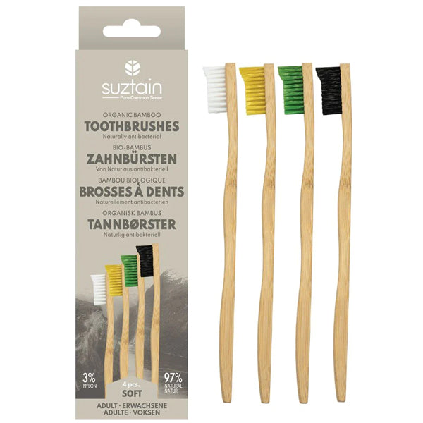 Suztain - Bambus Tandbørste - 4pak - Soft