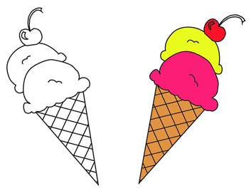 Ice Cream Coloring Page for Elderly Dementia and Alzheimer's Patients