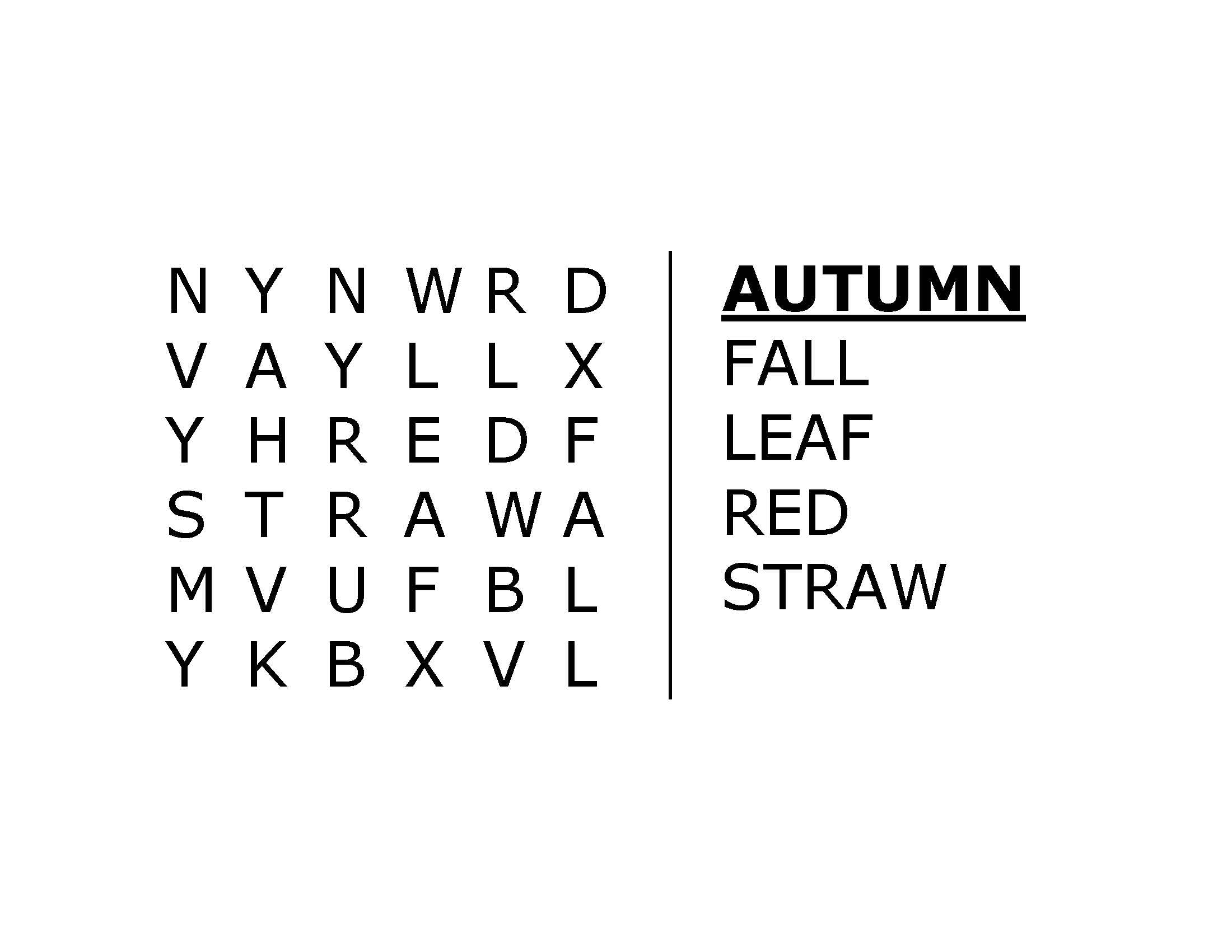 Autumn Word Search Activity for Dementia and Alzheimers Patients