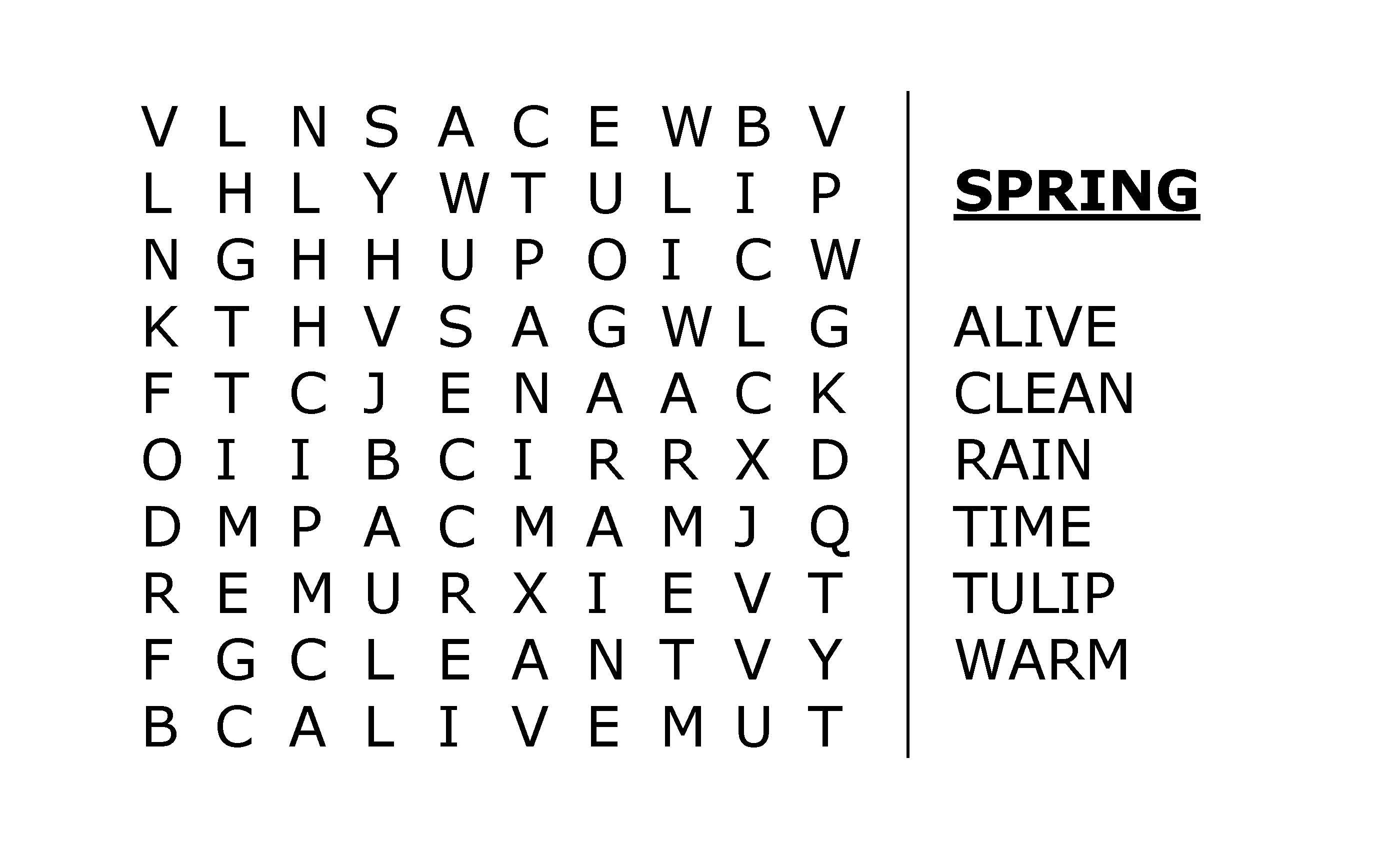 Low Vision Spring Word Search Activity for Dementia and Alzheimers Patients