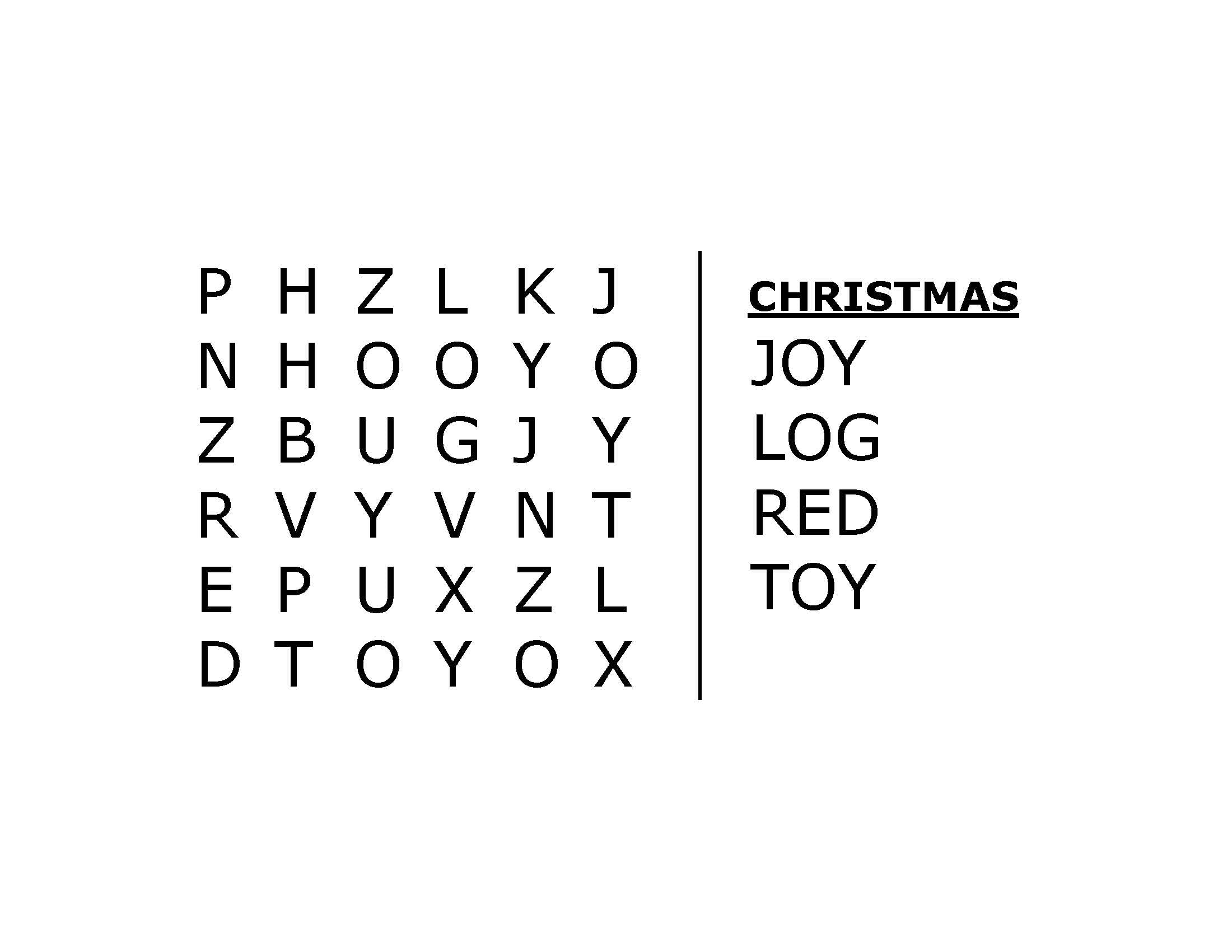 Christmas Holiday Word Search Activity for Dementia and Alzheimers Patients