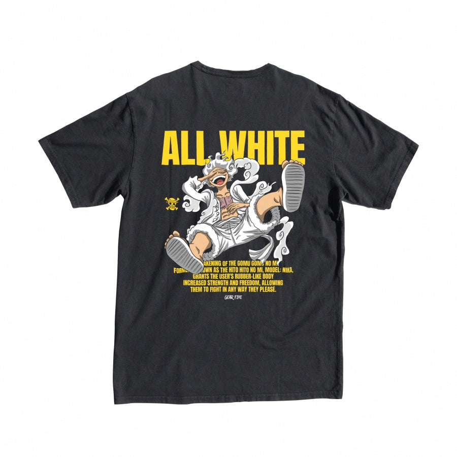 BackPrint All White Tee - Anime Style Streetwear