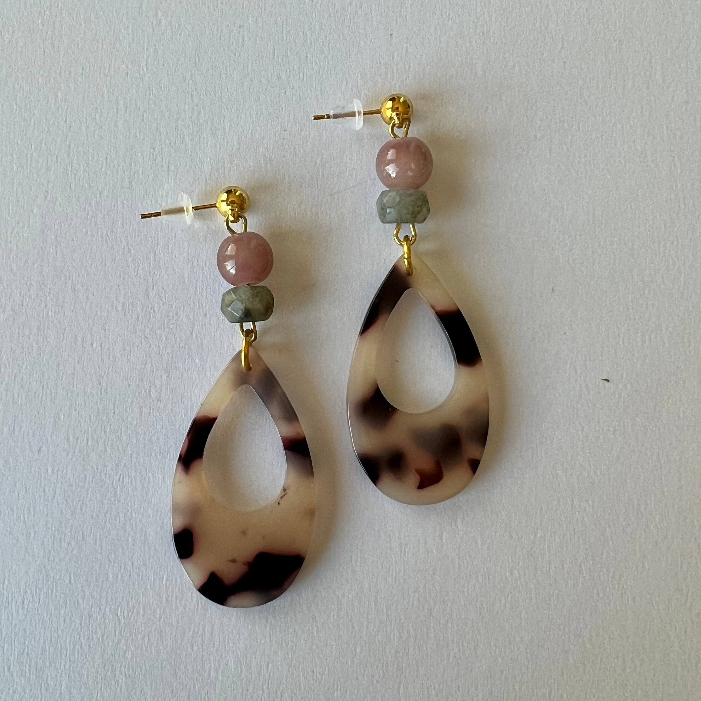 Upcycled Stormy Tortoise Earrings