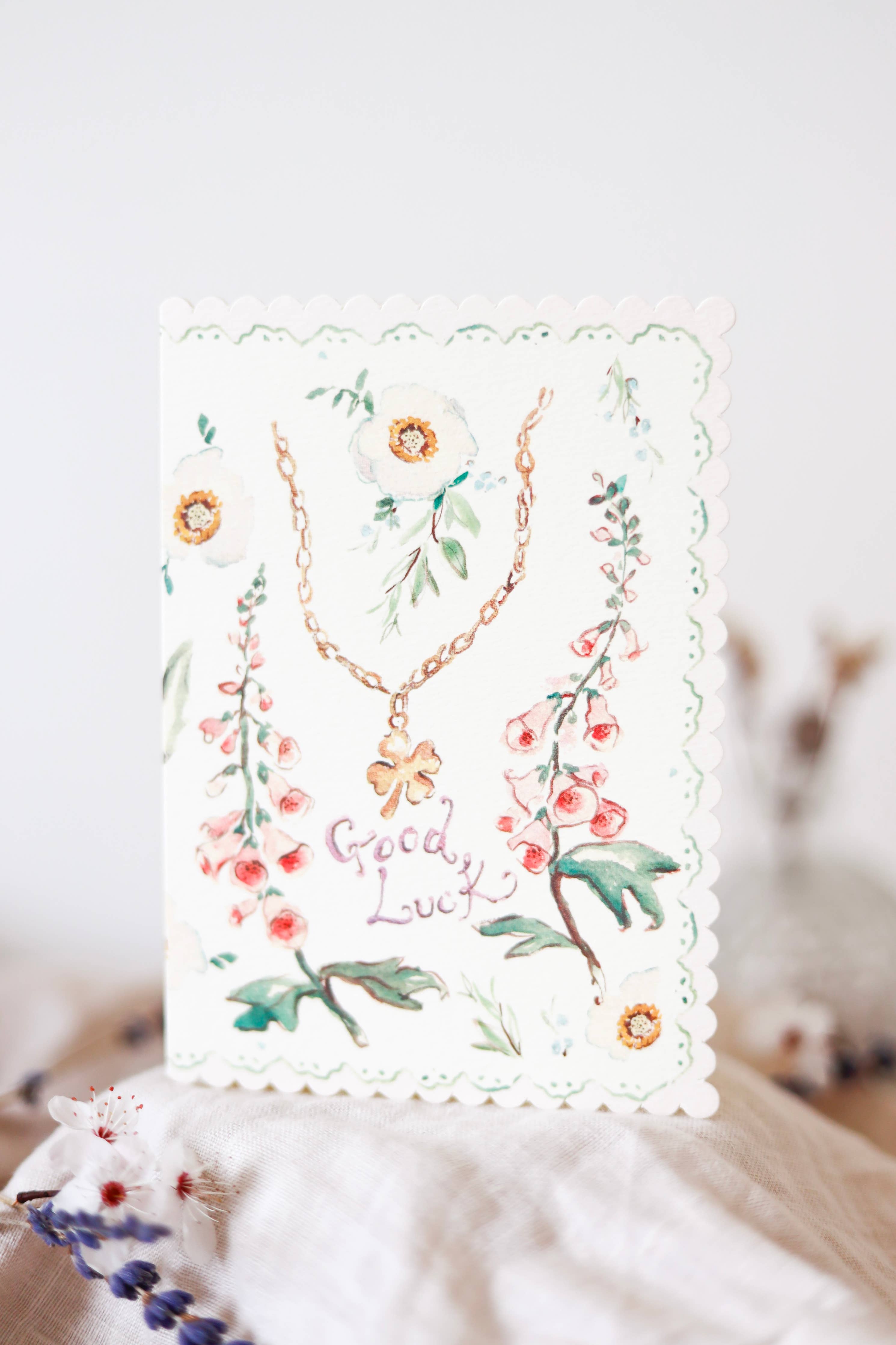 Good luck clover - scalloped edge card