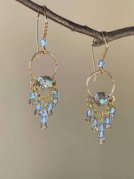 West Willow Jewelry Czech Light Blue Fringe Earrings