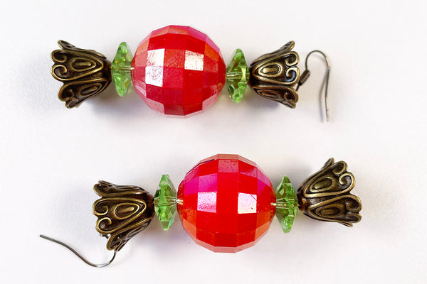 Red Bubblegum Christmas Candy Earrings