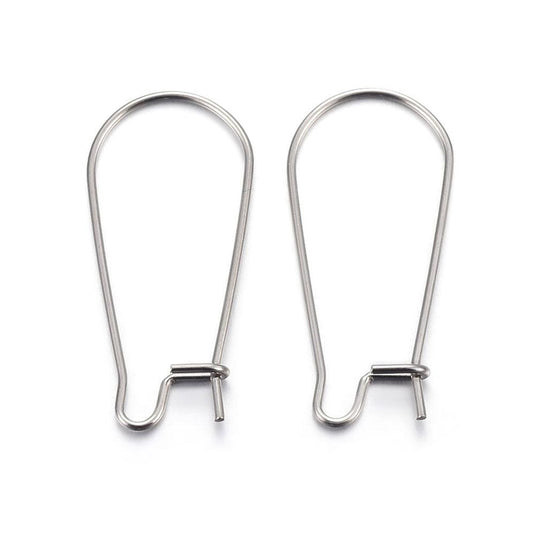 304 Stainless Steel 17mm Flat Ear Wire Earring Hooks Jewelry