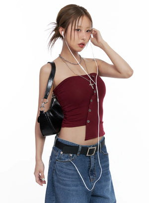 Asymmetric Button Tube Top CL510 - LEWKIN - CANADA
