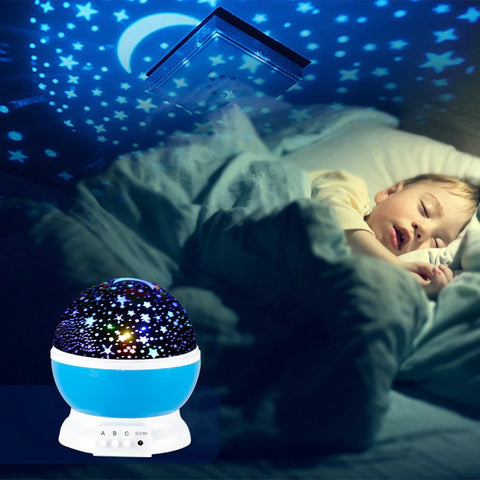 Projecteur de veilleuse au plafond étoilé, projecteur de lumière rotatif à  360 degrés avec changement de lumière de 4 couleurs pour enfants, veilleuse  bleu bébé 