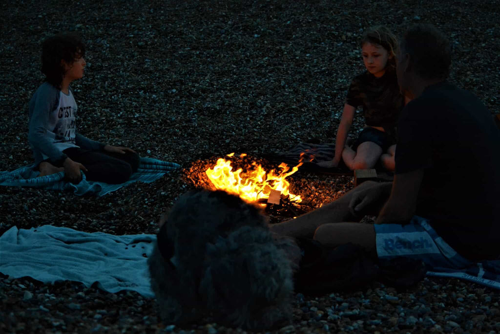 Barbecue with toasted marshmallows on Dunwich Beach