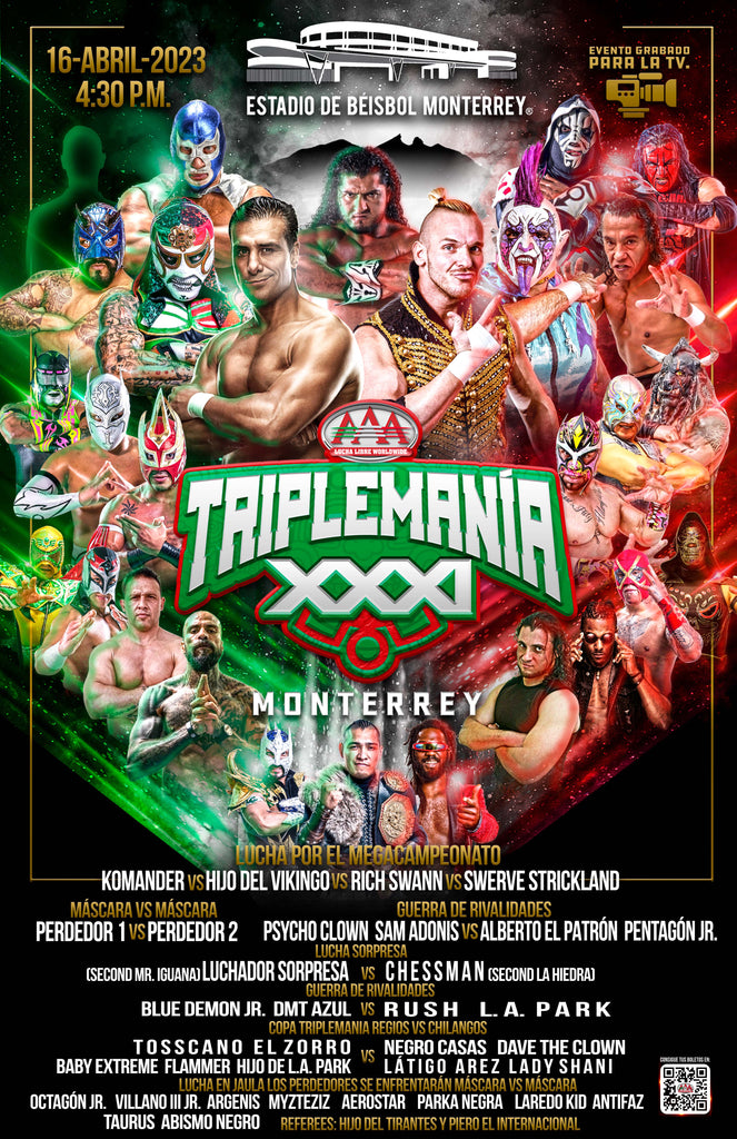 Cartel completo de Triplemanía XXXI Monterrey, Evento Magno de Lucha Libre AAA Worldwide